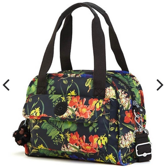 Kipling Handbags - Kipling Tessa Black Floral Satchel Crossbody Bag Gorilla